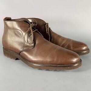 BRUNO MAGLI Size 10 Brown Leather Lace-Up Ankle Boots